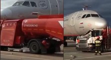 Rusya’da bir tanker havaalanında uçakla çarpıştı, faciadan kıl payı dönüldü