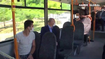 Bakan Soylu halk otobüsüne bindi, yolcuları uyardı