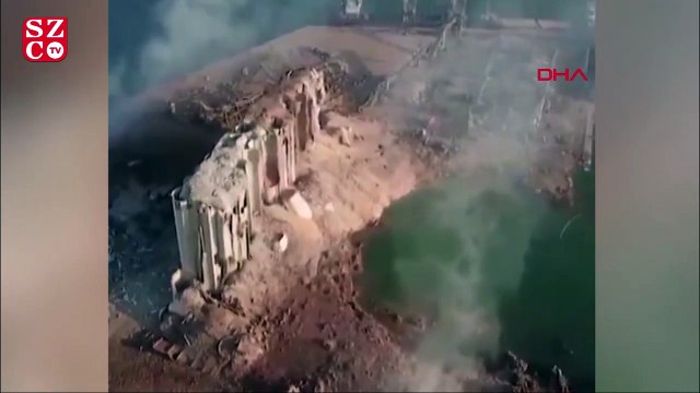 Beyrut'ta yaşanan patlamanın geride bıraktığı yıkım havadan görüntülendi