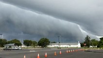 Dark shelf cloud towers over New Jersey during storm