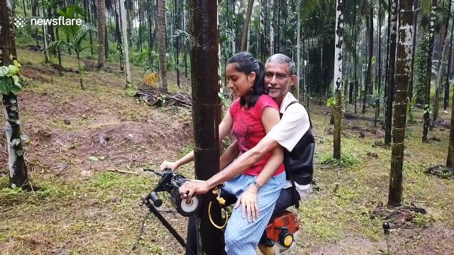 Indian farmer invents electric bike that vertically scales 80-foot-high trees