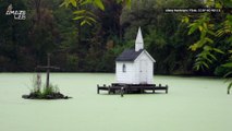 Tiny Church Floats Out in the Middle of a Pond