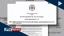 Malacañang, inilabas na ang listahan ng regular holidays at special non-working days para sa 2021