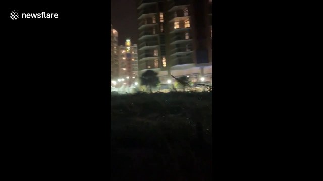 Close-up view as Hurricane Isaias makes landfall in Myrtle Beach, South Carolina