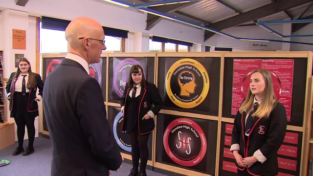 Swinney visits school in Scotland on exams Results Day