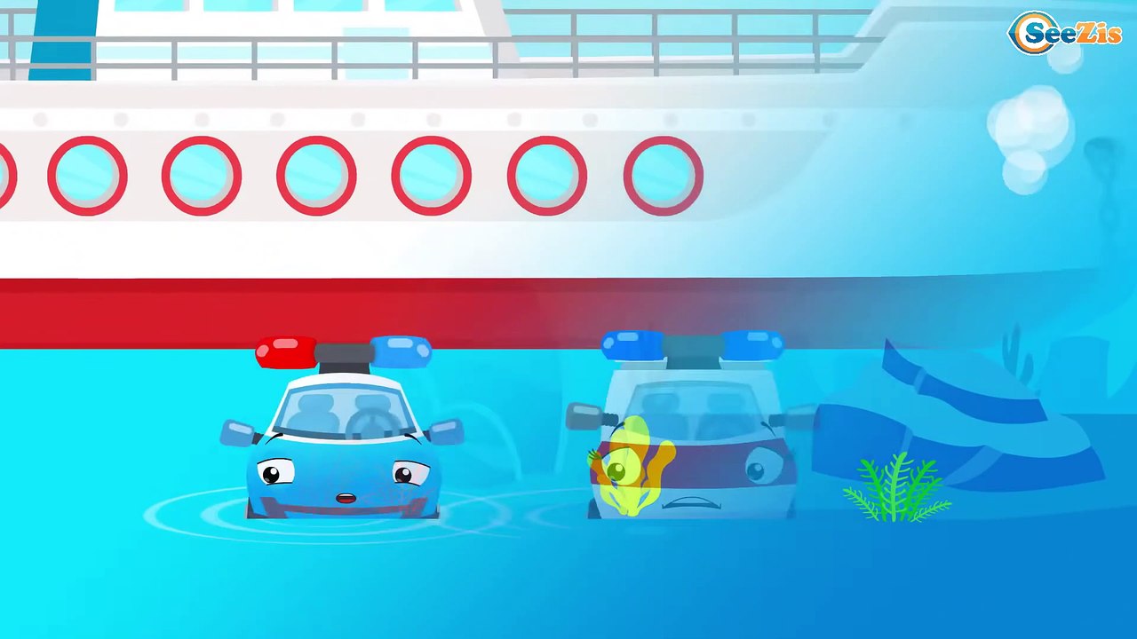 Voiture de Police et Aventure en mer - Dessin animé pour bébés - Rapide et Drôle Voitures
