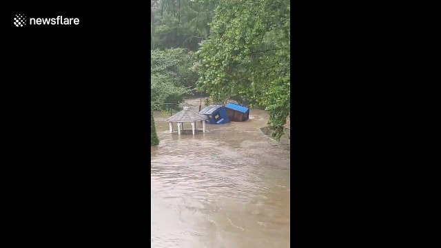 Dumpsters washed away as Tropical Storm Isaias sweeps through Allentown, Pennsylvania