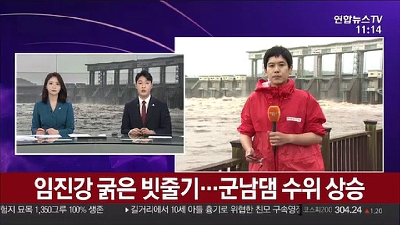 임진강 굵은 빗줄기…군남댐 수위 상승