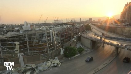 Скачать видео: Les images du port de Beyrouth au lendemain des deux importantes explosions