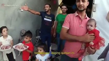 SENYUM ANAK-ANAK GAZA SAAT TERIMA DAGING QURBAN INDONESIA - VLOG Muhammad Husein Gaza