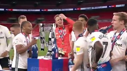Football - Fulham promoted to Premier League after the win against Brentford