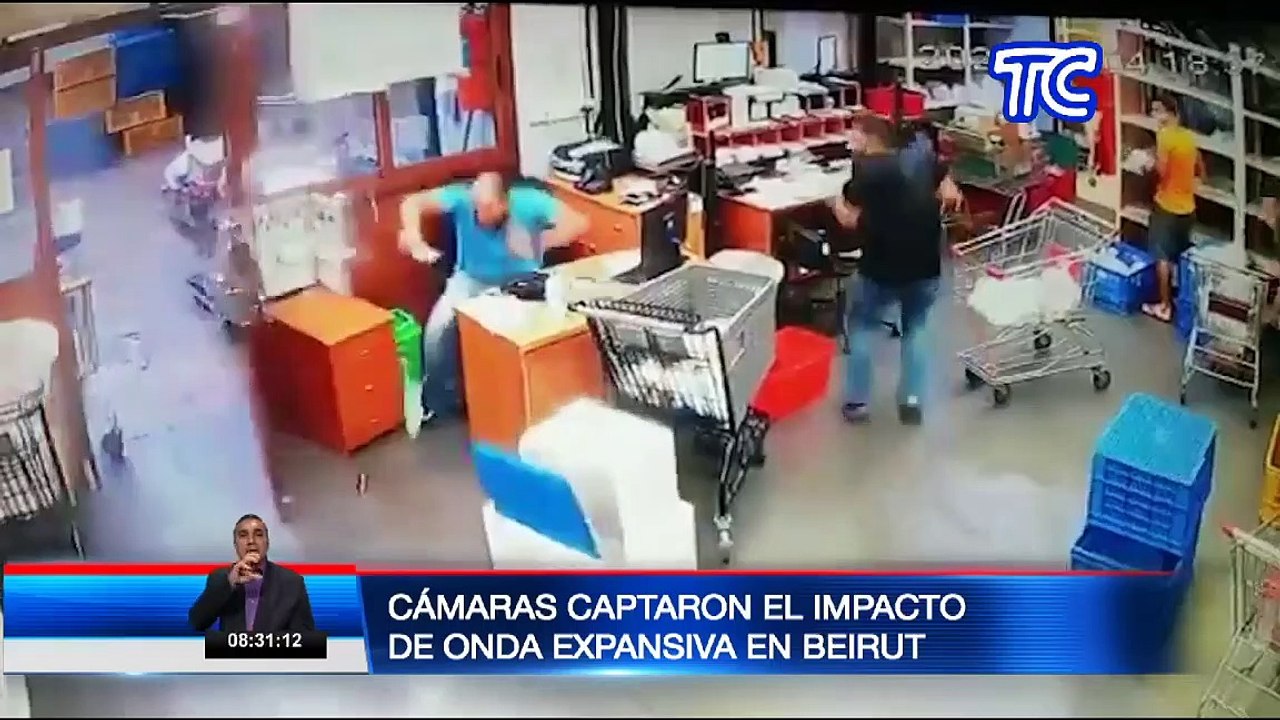 Cámaras captaron el impacto de onda expansiva en Beriut, Líbano