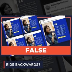 FALSE: Robredo says motorcycle passengers should face backward