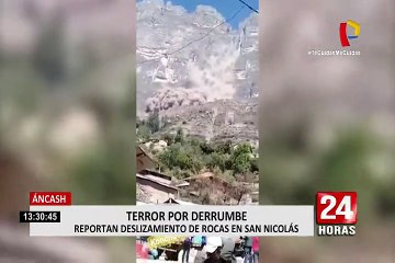 Huaraz: derrumbe de cerro genera pánico en la población