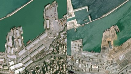 Satellite images shows the port of Beirut before and after devastating blast