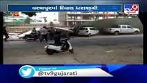 Ahmedabad_ Wall of construction site collapses on car in Vastrapur, driver hospitalized