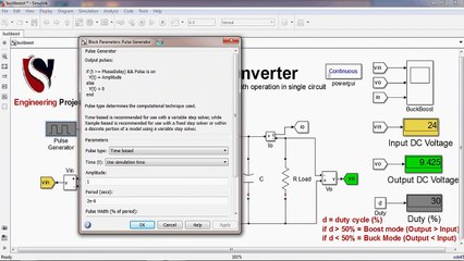 Download Video: Buck Boost DC Converter using PWM in MATLAB Simulation