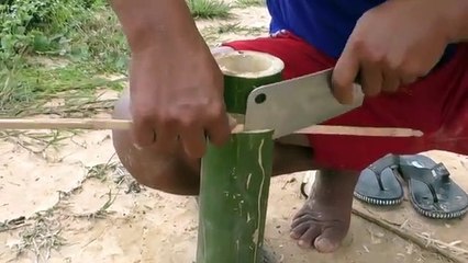 Learning to make, Bamboo snake trap,  The First Primitive ,DIY Creative Snake ,Made By Smart Boy
