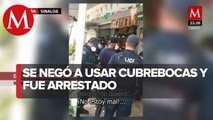 Detienen a hombre en Culiacán por negarse a usar cubrebocas