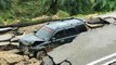 Narrow escape for three after car plunges down collapsed road near Mersing