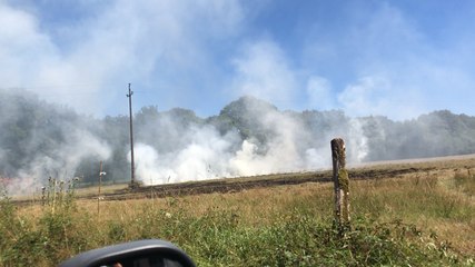Feu dans un champ à Paimpont