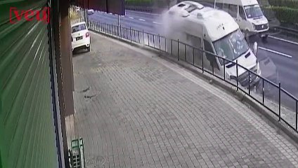 CCTV Shows Man’s Incredibly Narrow Escape From Out of Control Van