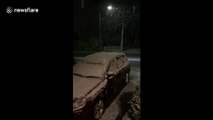 Amazing and rare scenes as first snow falls in Launceston Tasmania in a Century