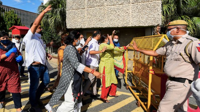 People protest outside AIIMS over brutal rape of minor