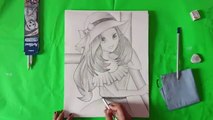 How to draw Anime girl with hat _Manga girl __ Pallavi Drawing Academy __