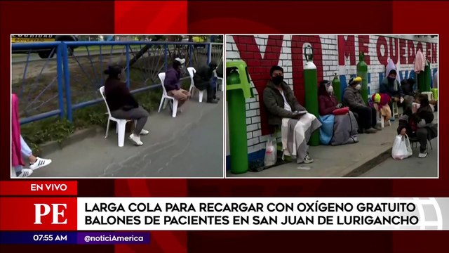 Larga cola para recargar balones de oxígeno gratuitamente en SJL | Primera Edición (HOY)