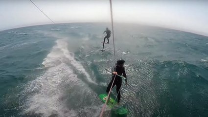 Buddies Team Up For Epic Day Of Ocean Wake Foiling