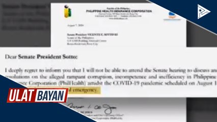 Ilang opisyal ng PhilHealth, hindi makadadalo sa senate hearing dahil sa medical issues