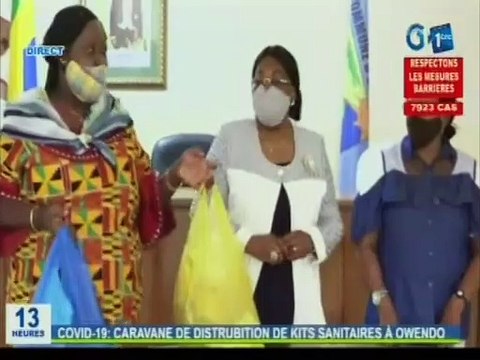 RTG/Caravane de distribution de kits sanitaires à Owendo contre la Covid-19 par le maire de la ville