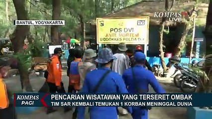 Download Video: Pencarian 5 Wisatawan yang Terseret Ombak, Tim SAR Temukan 2 Korban Tewas