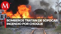 Tras choque, se incendian pipa y tren en San Nicolás