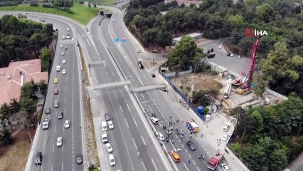 Çökme sonrası kapanan yolda kilometrelerce uzunlukta trafik oluştu