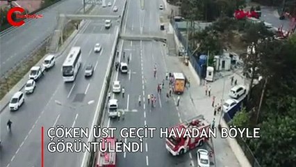 Hasdal otoyolunda üst geçit çöktü, yol trafiğe kapandı