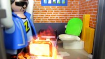 PLAYMOBIL movie English- Fireman Firefighter police prison BATHROOM EXPLODES & FIRE