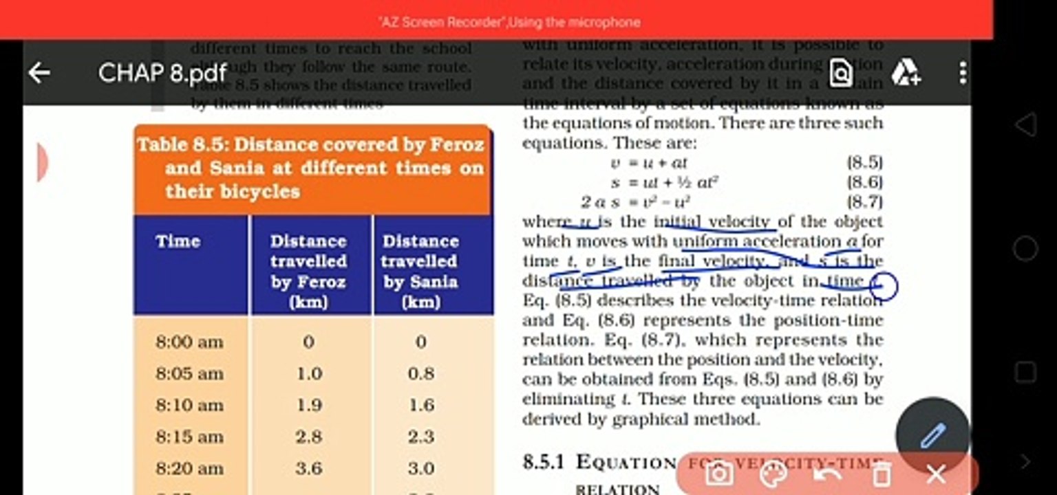 equation of motion in graphical method