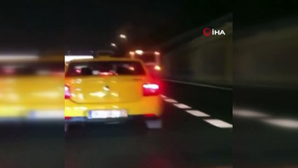 E-5 karayolunda ilginç anlar, alevler içindeki halk otobüsü yoluna devam etti