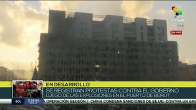 Protestan en Beirut contra el gobierno de Líbano tras explosiones