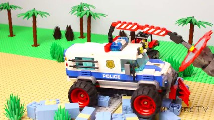 LEGO Experimental police truck fail - train, bulldozer, mobile crane, vehicles for kids