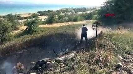 Çanakkale'de, tarım arazisinde yangın