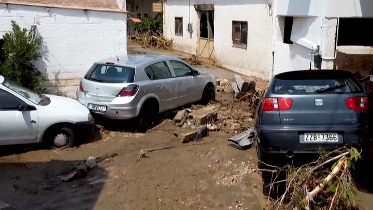 Widespread flooding devastates Greek island of Evia