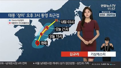 [날씨] 태풍 '장미' 오후 3시 통영 근접…남부와 제주에 폭우