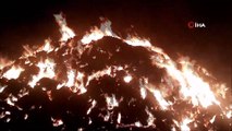 Tekirdağ'da kundaklama iddiası: 6 bin balya saman alev alev yandı