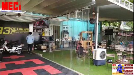 Màn Rèm Nhựa Pvc Meci Hệ Kéo Dạt Lắp Đặt Tại Quán Café