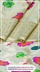 Banarasi Silk Florals Off White Saree