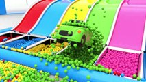 Cars play with Color Balls on Toy Slider