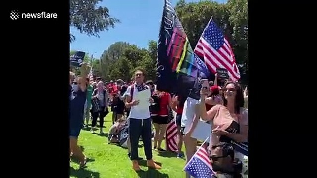 Hundreds of Trump supporters march from West Hollywood to Beverly Hills